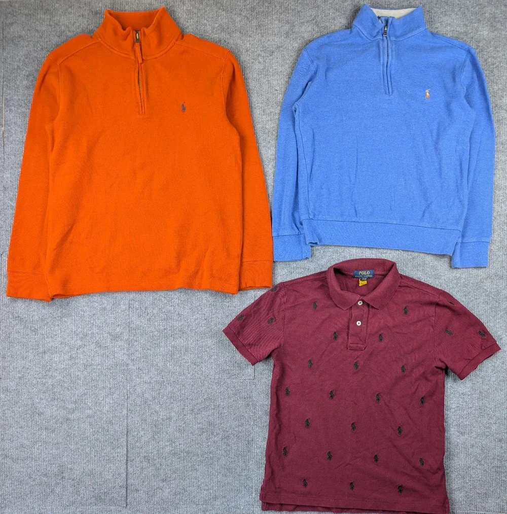 Polo Ralph Lauren Top Lot Kids Boys Medium Preppy Classic Shirts 1/4 Zip Cotton